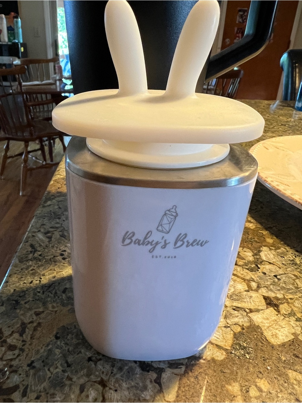Baby's Brew Ceramic Canister with Bunny Lid